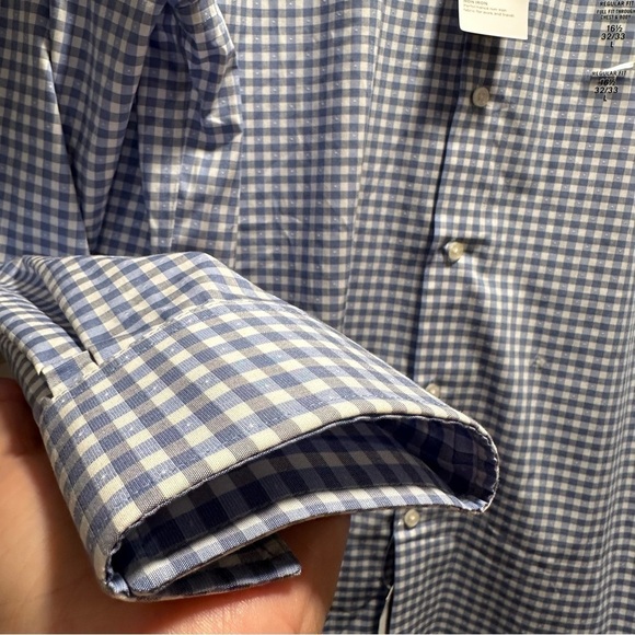 Michael Kors Regular Fit Airsoft Stretch in Checked Blue & White with White dots - Picture 7 of 15